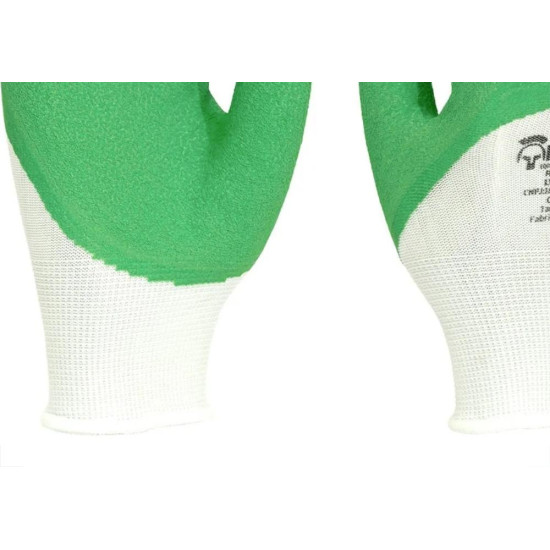 Luva Malha Imbat Palma Emborrachada Verde 9 - G - Kit C/12 Pecas