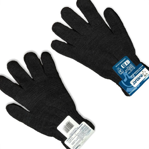 Luva Malha Trico Imbat Pigmentada Preta - Kit C/12 Pecas