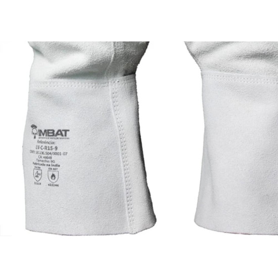 Luva De Raspa Imbat Cano Medio 15Cm - Kit C/10 Pecas