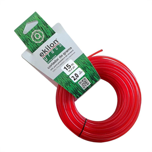 Fio De Nylon Para Aparador De Grama Equipesca Vermelho 2,0Mm X 15M