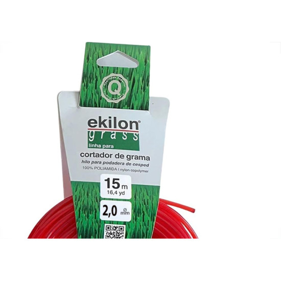 Fio De Nylon Para Aparador De Grama Equipesca Vermelho 2,0Mm X 15M