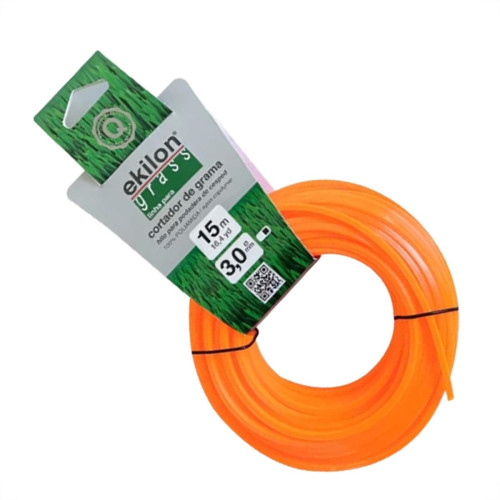 Fio De Nylon Para Aparador De Grama Equipesca Laranja 3,0Mm X 15M