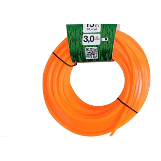 Fio De Nylon Para Aparador De Grama Equipesca Laranja 3,0Mm X 15M