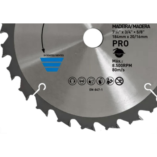 Serra Circular Widea Norton 7.1/4''X 3/4''X 5/8'' - 24 Dentes