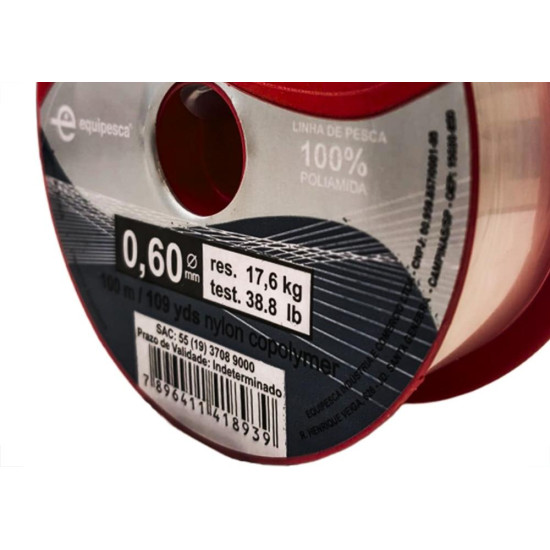 Linha Para Pesca Ekilon 0,60Mm Cristal 100M - Kit C/5 Pecas
