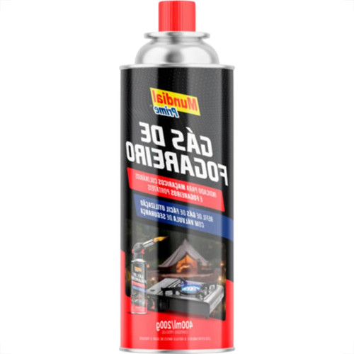 Gas Butano/Propano Mundial Prime Para Fogareiro 400Ml/200G - Kit C/12 Pecas
