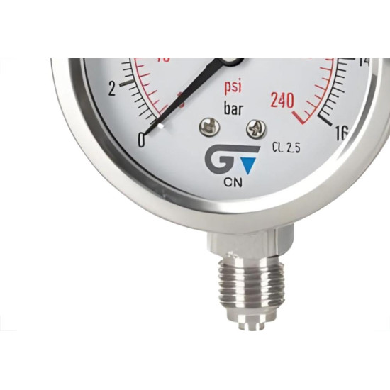 Manometro Com Glicerina Caixa Inox Genebre - 0 A 16 Bar - 3822 016