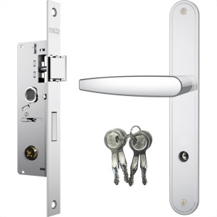 Fechadura Stam Estreita Externa Alavanca Tetra Chave Espelho Inox - 600/33