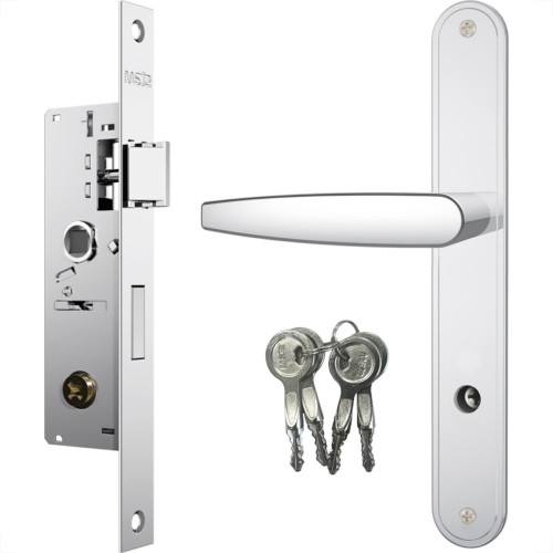 Fechadura Stam Estreita Externa Alavanca Tetra Chave Espelho Inox - 600/33