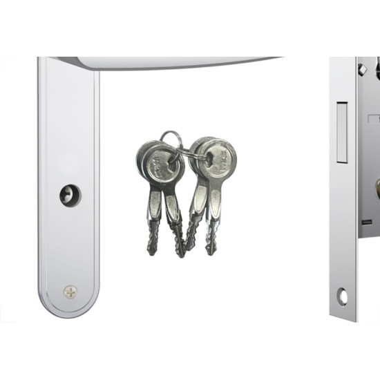 Fechadura Stam Estreita Externa Alavanca Tetra Chave Espelho Inox - 600/33