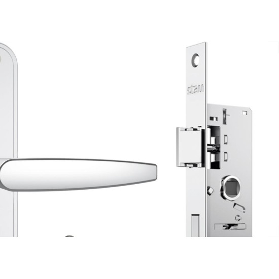 Fechadura Stam Estreita Externa Alavanca Tetra Chave Espelho Inox - 600/33
