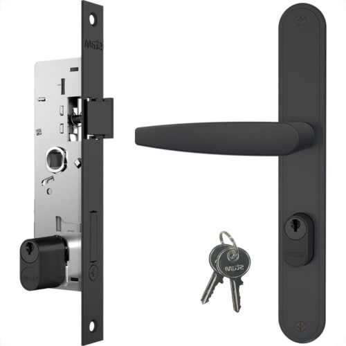 Fechadura Stam Externa Alavanca Espelho Preto Fosco - 601/33