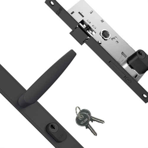 Fechadura Stam Externa Alavanca Espelho Preto Fosco - 601/33