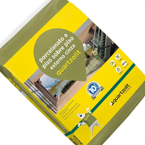 Argamassa Quartzolit Porcelanato Piso Sobre Piso Externo Cinza Aciii 20Kg