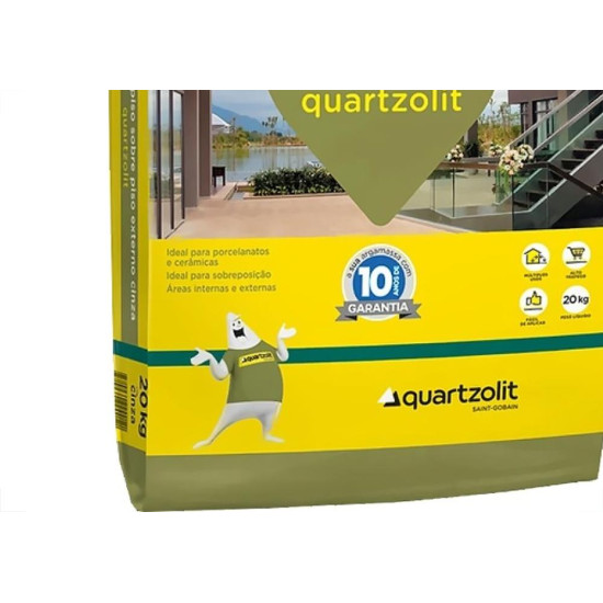 Argamassa Quartzolit Porcelanato Piso Sobre Piso Externo Cinza Aciii 20Kg