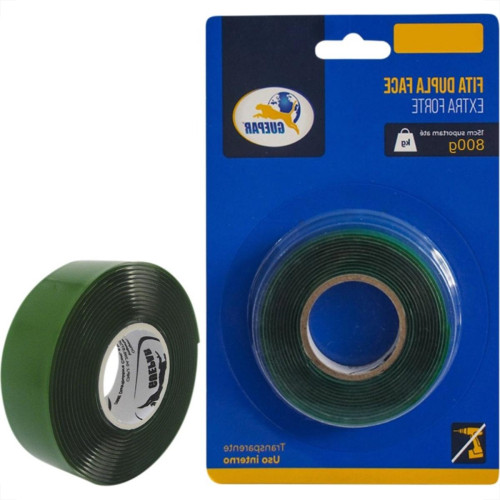 Fita Dupla Face Guepar Extra Forte Acrilica Transparente Ambiente Interno/Externo 19Mm X 2M - 800G