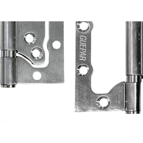 Dobradica Porta Guepar 4'' X 3'' X 2,5Mm Aco Inox Natural Cartela 3 Pecas Com Parafuso