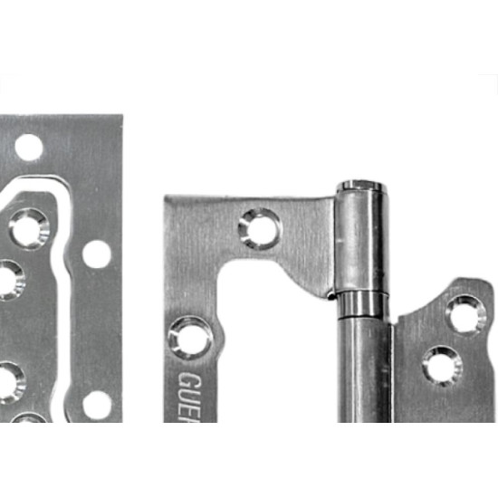 Dobradica Porta Guepar 4'' X 3'' X 2,5Mm Aco Inox Natural Cartela 3 Pecas Com Parafuso