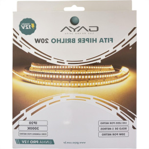 Fita De Led Gaya Hiper Brilho - Ip20 3000K - 20W. 2200 Lumens Por Metro 12V. 5M - 1477