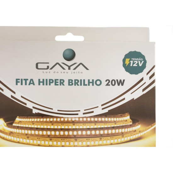 Fita De Led Gaya Hiper Brilho - Ip20 3000K - 20W. 2200 Lumens Por Metro 12V. 5M - 1477