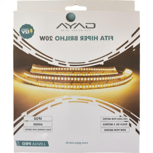 Fita De Led Gaya Hiper Brilho - Ip20 6000K - 20W. 2200 Lumens Por Metro 12V. 5M - 1456