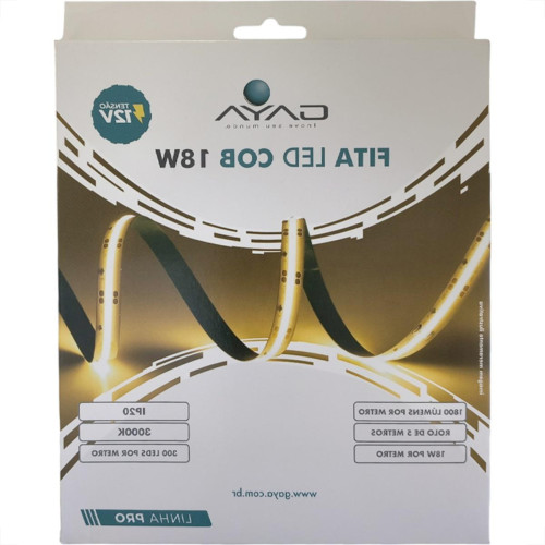 Fita De Led Gaya Cob 18W. Ip20 - 3000K - 1800 Lumens Por Metro - 5M - 9374