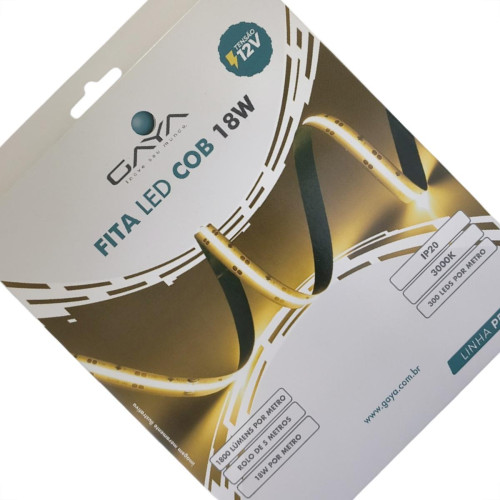 Fita De Led Gaya Cob 18W. Ip20 - 3000K - 1800 Lumens Por Metro - 5M - 9374