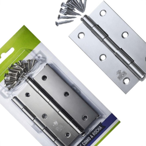 Dobradica Rocha Aco Carbono Zincado Cartela 3 Pecas Com Parafuso (E) 3.1/2''