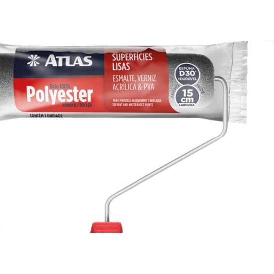 Rolo De Espuma Atlas 15Cm Cinza - 406/15 - Kit C/6 Pecas
