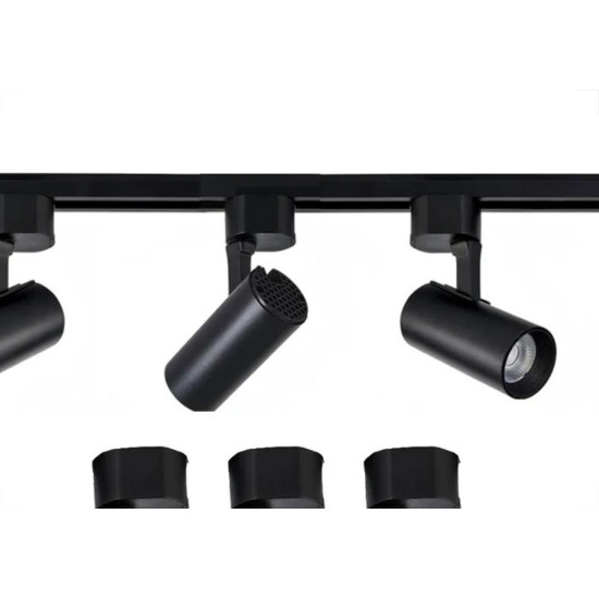 Trilho Eletrificado Elgin Com 3 Spots 7W. Preto 3000K.