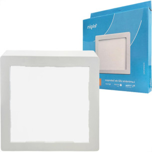 Plafon Led Sobrepor Elgin Quadrado 24W. 1920Lm. 3000K. Bivolt Branco