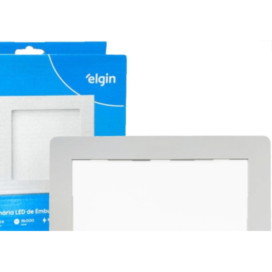 Plafon Led Embutir Elgin Quadrado 24W. 1920Lm. 3000K. Bivolt Branco