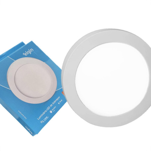 Plafon Led Sobrepor Elgin Redondo 24W. 1920Lm. 3000K. Bivolt Branco
