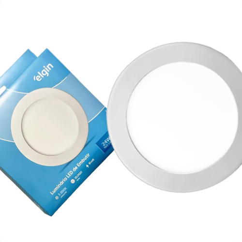 Plafon Led Embutir Elgin Redondo 24W. 1920Lm. 3000K. Bivolt Branco