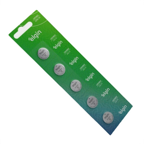Pilha Elgin Bateria 3V. Litio Cromado 2450 Com 5 Pecas