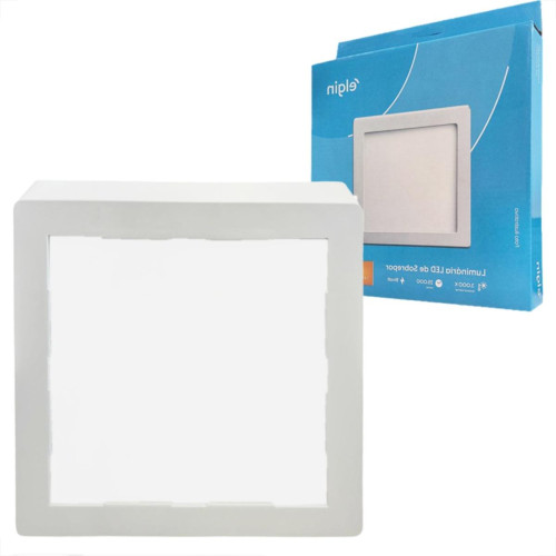 Plafon Led Sobrepor Elgin Quadrado 18W. 1440Lm. 3000K. Bivolt Branco