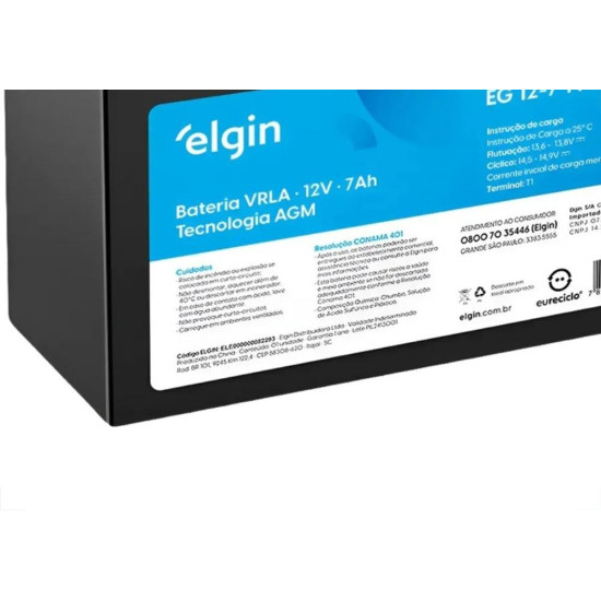 Bateria Selada Elgin Para Nobreak Vrla-Agm 12V. 7Ah - 82293