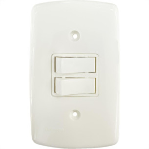 Conjunto Dicompel Monaco Branco Com Placa 4X2 - 2 Simples - Dc-7100/9