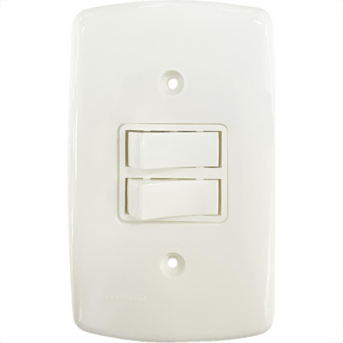 Conjunto Dicompel Monaco Branco Com Placa 4X2 - 2 Simples - Dc-7100/9