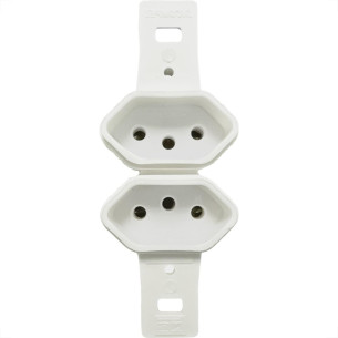 Conjunto Dicompel Monaco Branco Sem Placa 2 Tomadas 2P+T 10A. Branco - Dc-7300/16