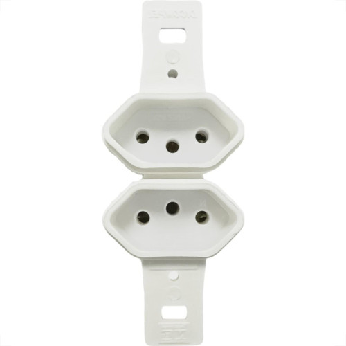 Conjunto Dicompel Monaco Branco Sem Placa 2 Tomadas 2P+T 10A. Branco - Dc-7300/16