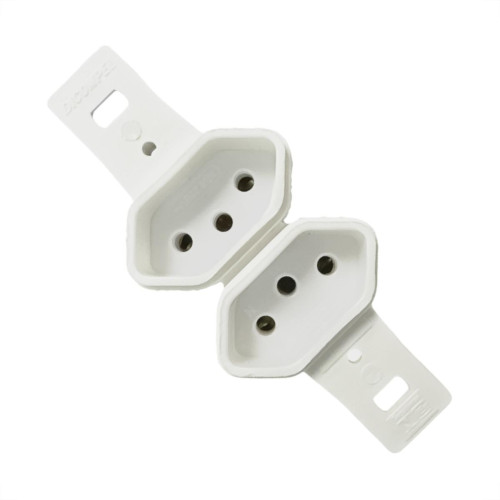 Conjunto Dicompel Monaco Branco Sem Placa 2 Tomadas 2P+T 10A. Branco - Dc-7300/16