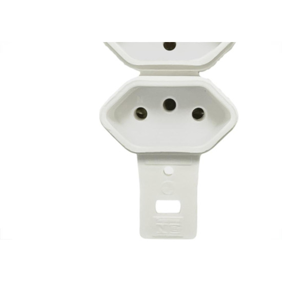 Conjunto Dicompel Monaco Branco Sem Placa 2 Tomadas 2P+T 10A. Branco - Dc-7300/16