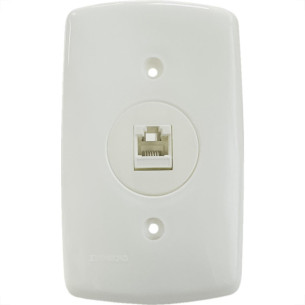 Conjunto Dicompel Monaco Branco Com Placa 4X2 - 1 Tomada Rede Rj45 - Dc-7300/27