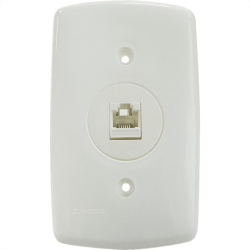 Conjunto Dicompel Monaco Branco Com Placa 4X2 - 1 Tomada Rede Rj45 - Dc-7300/27