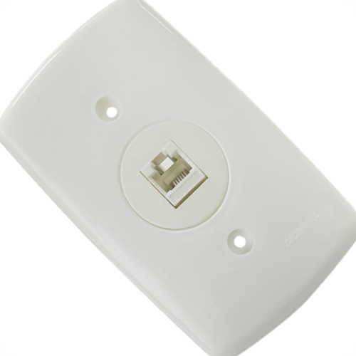 Conjunto Dicompel Monaco Branco Com Placa 4X2 - 1 Tomada Rede Rj45 - Dc-7300/27