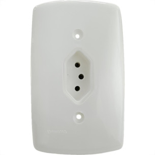 Conjunto Dicompel Monaco Branco Com Placa 4X2 - 1 Tomada 2P+T 10A. Vertical - Dc-7300/5