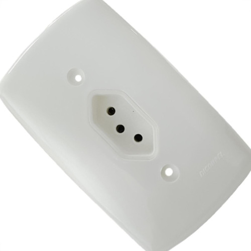 Conjunto Dicompel Monaco Branco Com Placa 4X2 - 1 Tomada 2P+T 10A. Vertical - Dc-7300/5