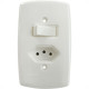Conjunto Dicompel Monaco Branco Com Placa 4X2 - 1 Simples + Tomada 2P+T 10A. - Dc-7200/1
