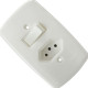 Conjunto Dicompel Monaco Branco Com Placa 4X2 - 1 Simples + Tomada 2P+T 10A. - Dc-7200/1